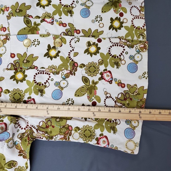 Due per Due Jacket Womens Size‎ 6 3/4 Sleeve Silk Blend Crop Bolero Floral White - Picture 7 of 13